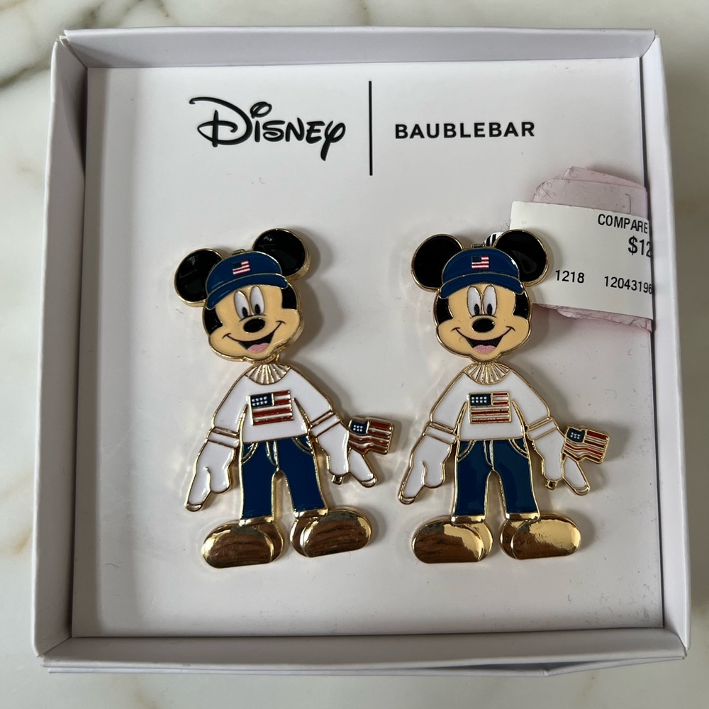 Disney BaubleBar Large Patriotic 4th of July American Flag Mickey Mouse